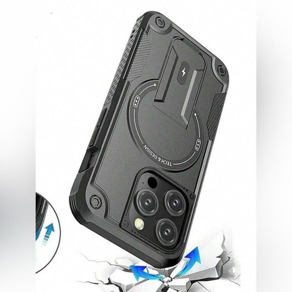 Rugged Armor iPhone 16 Pro Max Case – Heavy Duty with Kickstand & Magnetic Ring - Picture 1 of 9